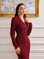 SHEIN Ribbed Button Sweater Dress - Image 3