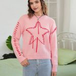 SHEIN EZwear Star Drop Shoulder Sweater