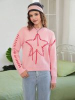 SHEIN EZwear Star Drop Shoulder Sweater