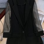 SHEIN Plus Size Mesh Contrast Blazer