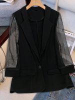 SHEIN Plus Size Mesh Contrast Blazer