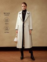 SHEIN MOTF Wool Blend Contrast Stitch Coat