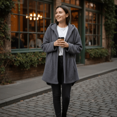 Shein Chic Knit Hooded Jacket