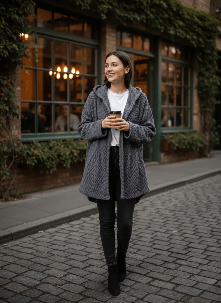 20251103_1446_image Shein Chic Knit Hooded Jacket - Image 1