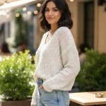 SHEIN Cozy V-Neck Knit Sweater
