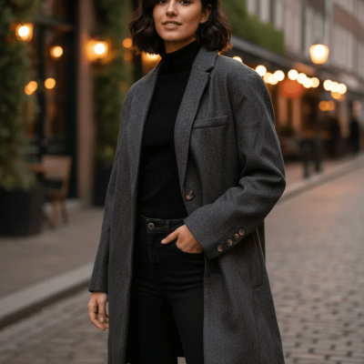 SHEIN Classic Long Wool Coat