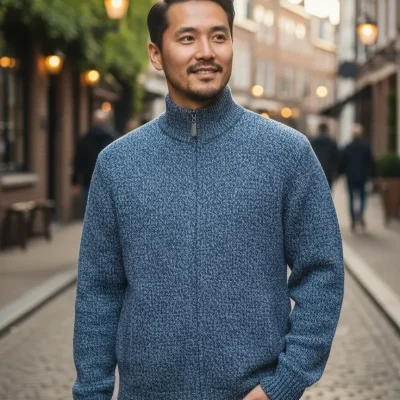 SHEIN Men’s Wool Zip Cardigan