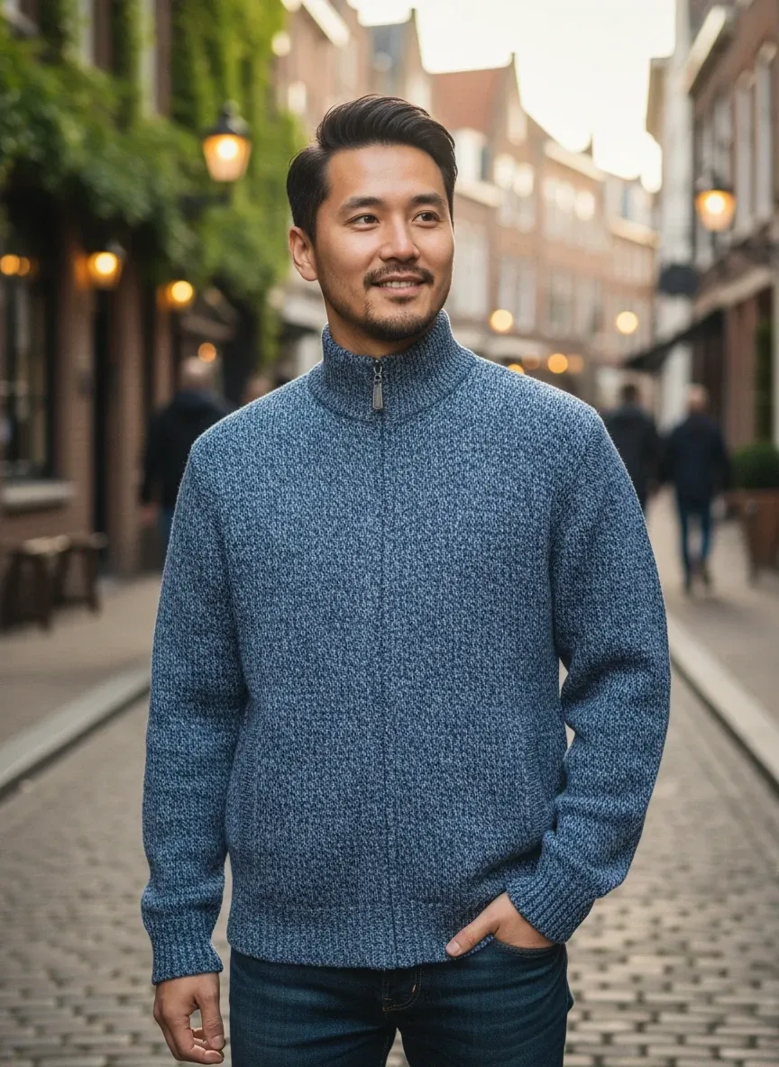 20251103_1630_image SHEIN Men’s Wool Zip Cardigan - Image 1