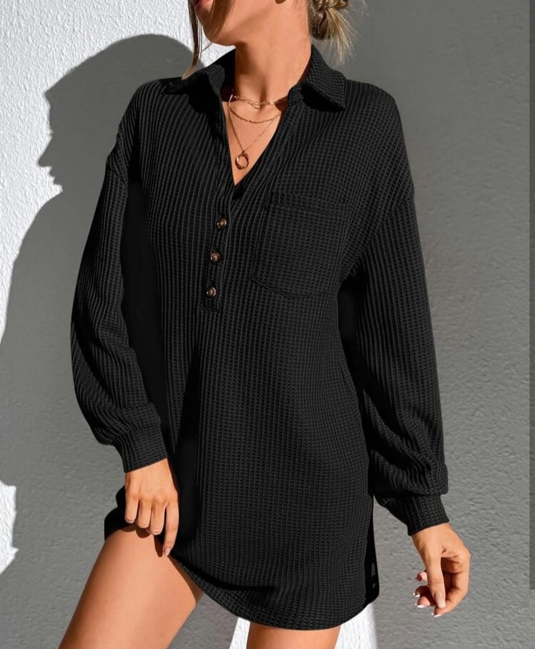 20251105_175549 SHEIN Black Button Sweater Dress - Image 1