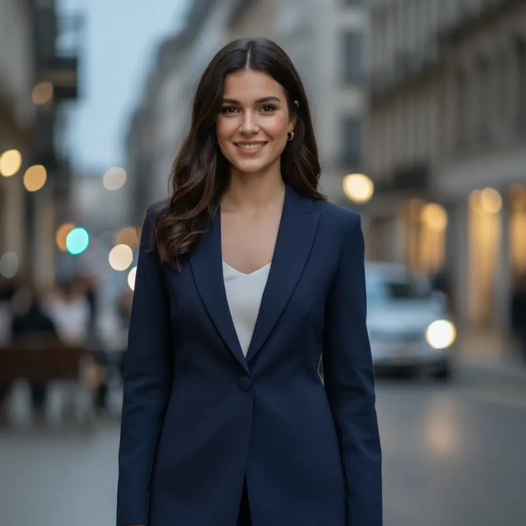 20251109_1717_image SHEIN Women's Single Button Navy Blazer - Image 1