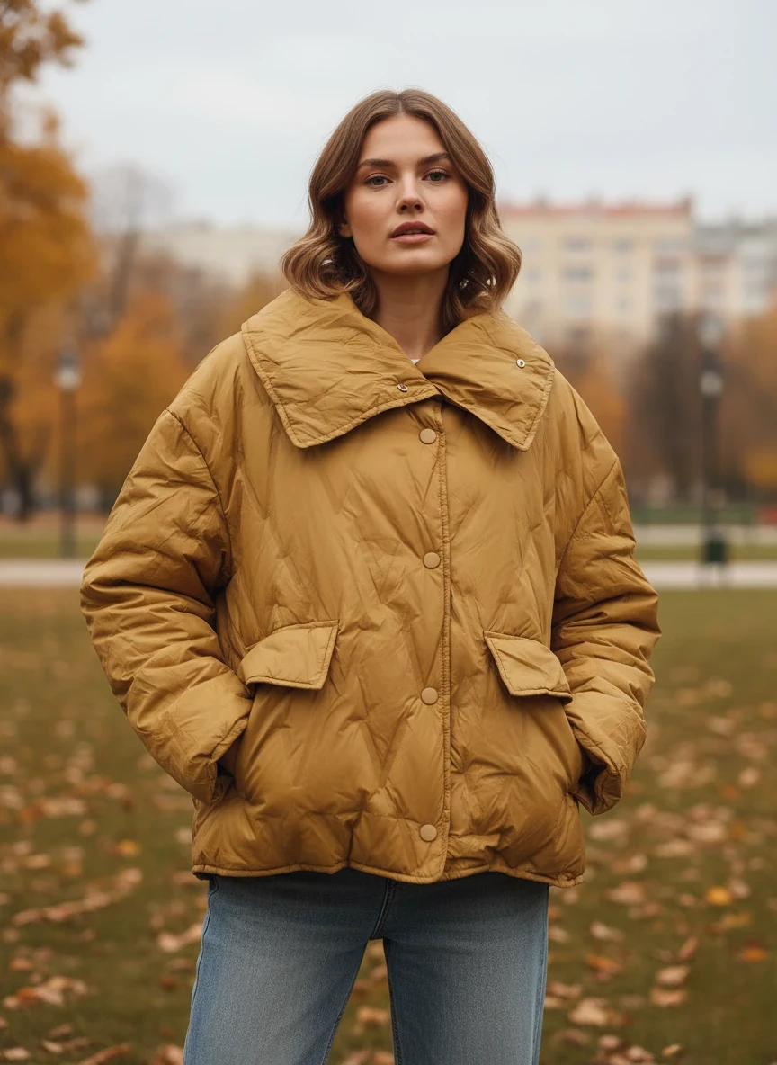 20251123_1343_image SHEIN Mustard Short Puffer Jacket - Image 1
