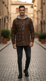 SHEIN Hooded Corduroy Shirt unisex - Image 2