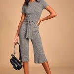 Shein Grey Knit Culotte Jumpsuit