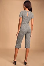 Shein Grey Knit Culotte Jumpsuit - Image 4