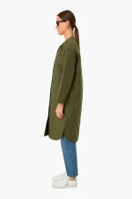 SHEIN Olive Quilted Long Jacket - Image 2