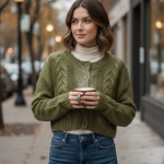 SHEIN Cable Knit Cropped Cardigan