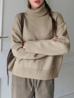 SHEIN Beige Turtleneck Sweater - Image 3