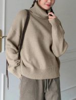 SHEIN Beige Turtleneck Sweater