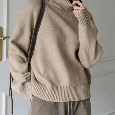 SHEIN Beige Turtleneck Sweater