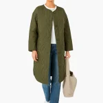 SHEIN Olive Quilted Long Jacket