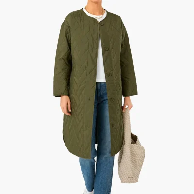 SHEIN Olive Quilted Long Jacket